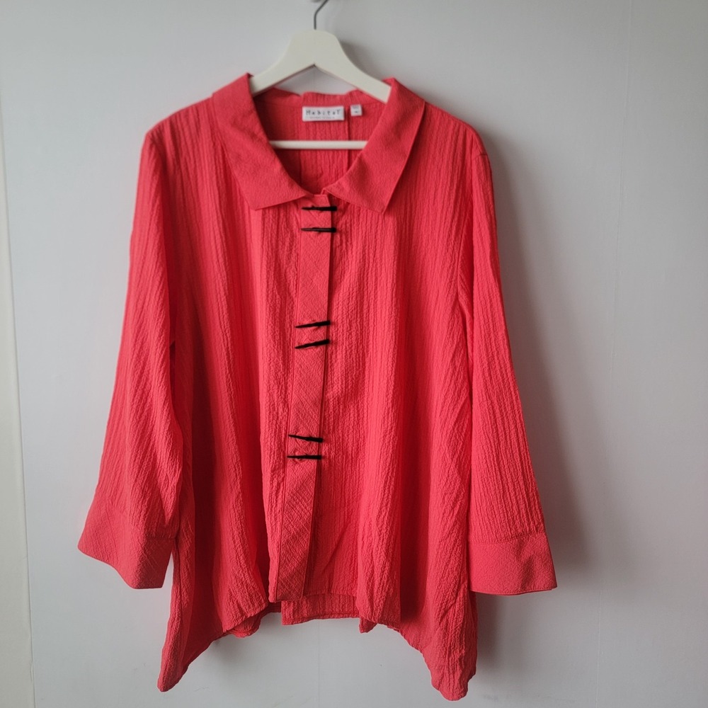 Habitat women's Crinkle Texture Artsy tunic top sz xl Asymmetrical Hem Lagenlook
